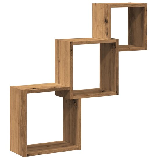Wandplanken Kubus 68X15X68Cm Bewerkt Hout Artisanaal Eikenkleur artisanaal eikenkleurig