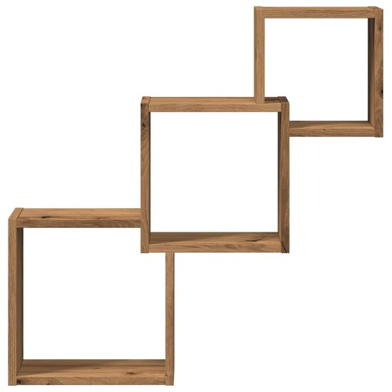 Wandplanken Kubus 68X15X68Cm Bewerkt Hout Artisanaal Eikenkleur artisanaal eikenkleurig