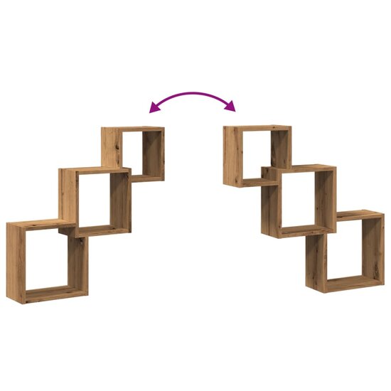 Wandplanken Kubus 68X15X68Cm Bewerkt Hout Artisanaal Eikenkleur artisanaal eikenkleurig