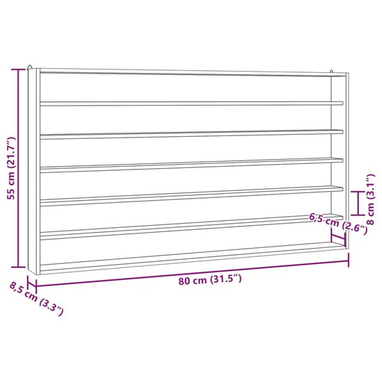 Houten Verzamelvitrine Met 6 Planken 80X8,5X55 Cm 80 x 8.5 x 55 cm