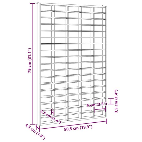Houten Verzamelvitrine Met 90 Vakken 50,5X4,5X79 Cm 50.5 x 4.5 x 79 cm