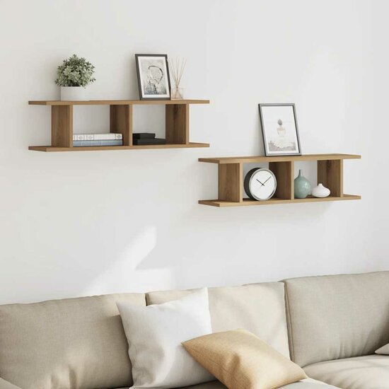 Wandschappen 75X18X20Cm Bewerkt Hout Artisanaal Eikenkleur Artisanaal Eikenkleurig 75 x 18 x 20 cm