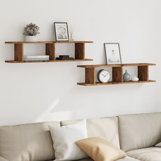 Wandschappen Bewerkt Hout Kleurig Oud Hout 90 x 18 x 20 cm