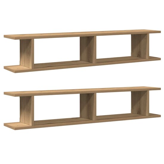 Wandschappen 2 st 105x18x20 cm bewerkt hout artisanaal eiken