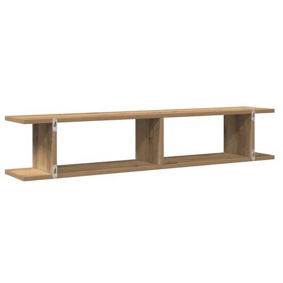 Wandschappen 2 st 105x18x20 cm bewerkt hout artisanaal eiken