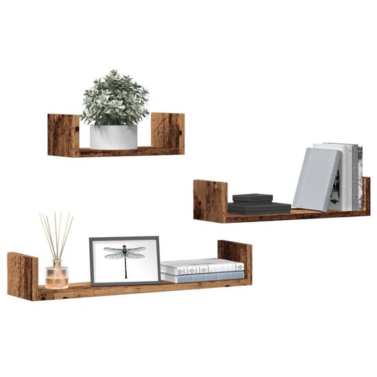Wandschappen Bewerkt Hout Kleurig Oud Hout 60 x 15 x 10 cm