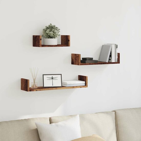 Wandschappen Bewerkt Hout Kleurig Oud Hout 60 x 15 x 10 cm