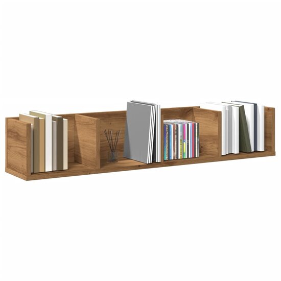 Cd-Wandschap 100X18X18 Cm Bewerkt Hout artisanaal eikenkleurig