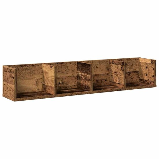 Cd-wandschap 100x18x18 cm bewerkt hout oud houtkleurig