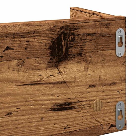 Cd-wandschap 100x18x18 cm bewerkt hout oud houtkleurig