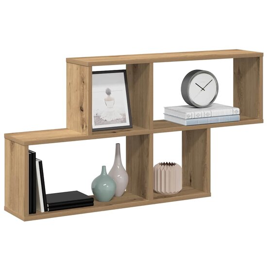 Wandschap 100x18x53 cm bewerkt hout artisanaal eikenkleurig