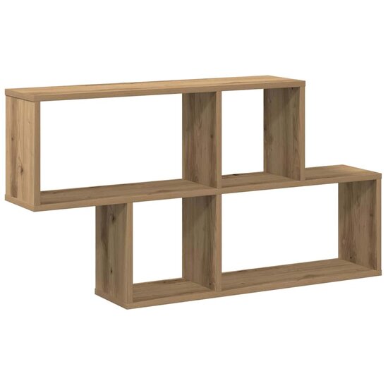 Wandschap 100x18x53 cm bewerkt hout artisanaal eikenkleurig