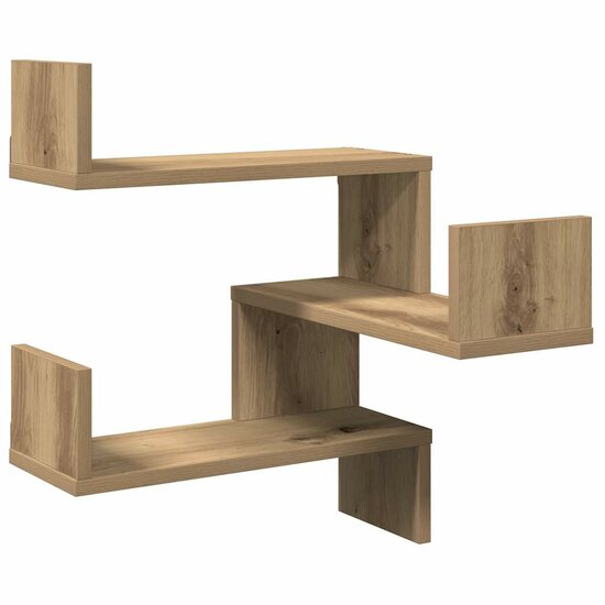 Hoekwandschap 40X40X49,5 Cm Bewerkt Hout Artisanaal Eiken 1 artisanaal eikenkleurig