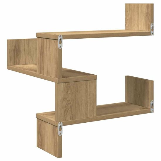 Hoekwandschap 40X40X49,5 Cm Bewerkt Hout Artisanaal Eiken 1 artisanaal eikenkleurig