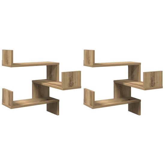 Hoekwandschappen 40X40X49,5 Cm Hout Artisanaal Eiken 2 artisanaal eikenkleurig 1