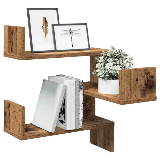 Hoekwandschappen 40X40X49,5 Cm Bewerkt Hout Kleur 2 Oud hout 1
