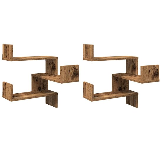 Hoekwandschappen 40X40X49,5 Cm Bewerkt Hout Kleur 2 Oud hout 1