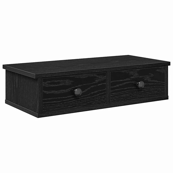 Wandschap Met Lades Bewerkt Hout 60 x 25 x 15 cm Zwart