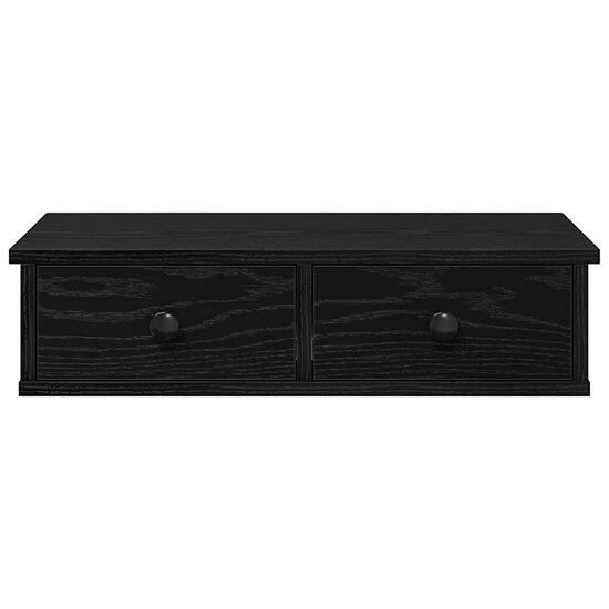 Wandschap Met Lades Bewerkt Hout 60 x 25 x 15 cm Zwart