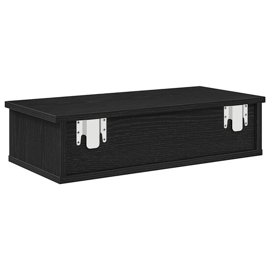 Wandschap Met Lades Bewerkt Hout 60 x 25 x 15 cm Zwart