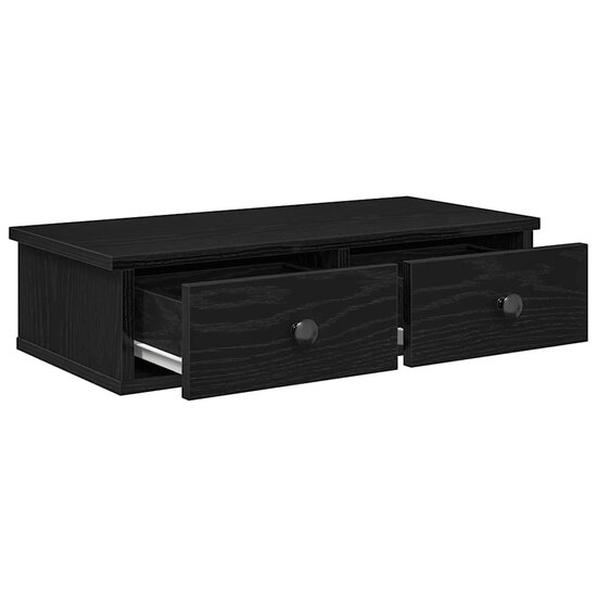 Wandschap Met Lades Bewerkt Hout 60 x 25 x 15 cm Zwart