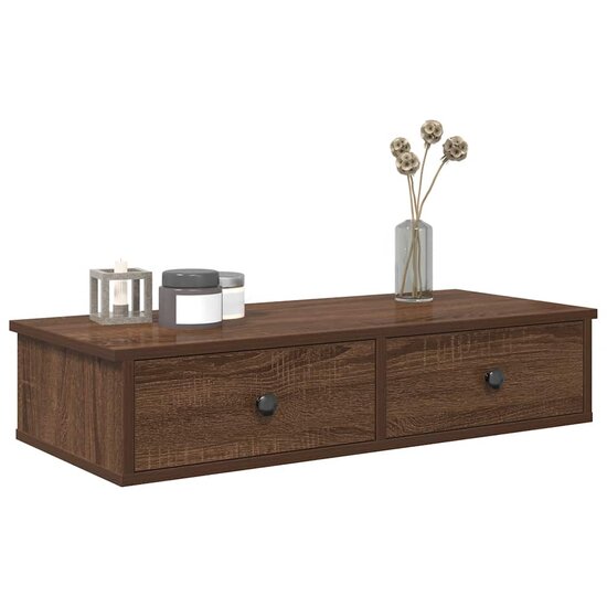 Wandschap Met Lades Bewerkt Hout Ig 80 x 31 x 17 cm bruin eikenkleur