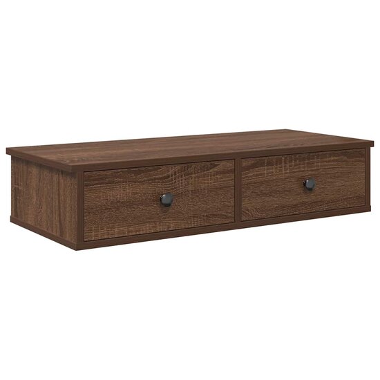 Wandschap Met Lades Bewerkt Hout Ig 80 x 31 x 17 cm bruin eikenkleur