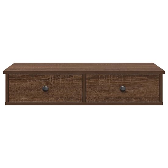 Wandschap Met Lades Bewerkt Hout Ig 80 x 31 x 17 cm bruin eikenkleur