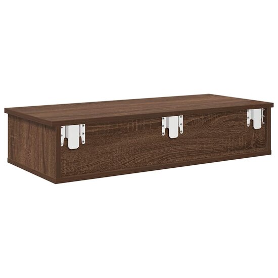 Wandschap Met Lades Bewerkt Hout Ig 80 x 31 x 17 cm bruin eikenkleur