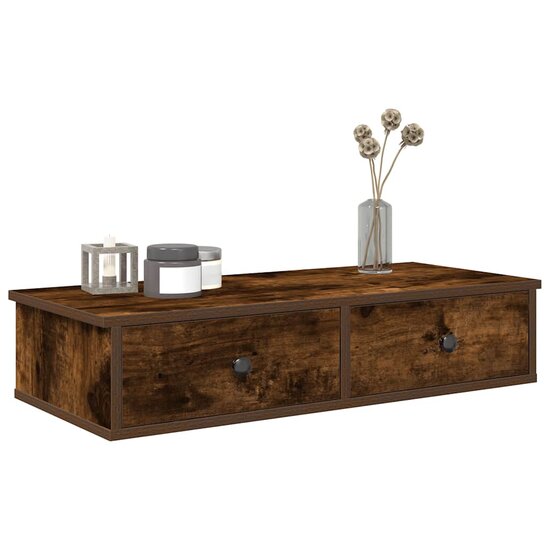 Wandschap Met Lades Bewerkt Hout Kleur 80 x 31 x 17 cm Gerookt eiken