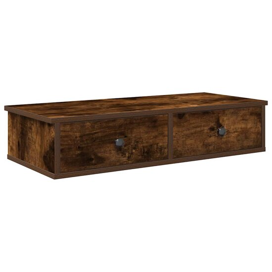Wandschap Met Lades Bewerkt Hout Kleur 80 x 31 x 17 cm Gerookt eiken