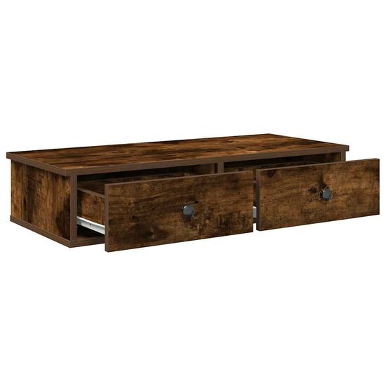 Wandschap Met Lades Bewerkt Hout Kleur 80 x 31 x 17 cm Gerookt eiken