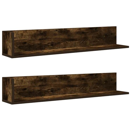 Wandschappen 2 St 100X16,5X16,5 Cm Bewerkt Hout 100 x 16.5 x 16.5 cm Gerookt eiken