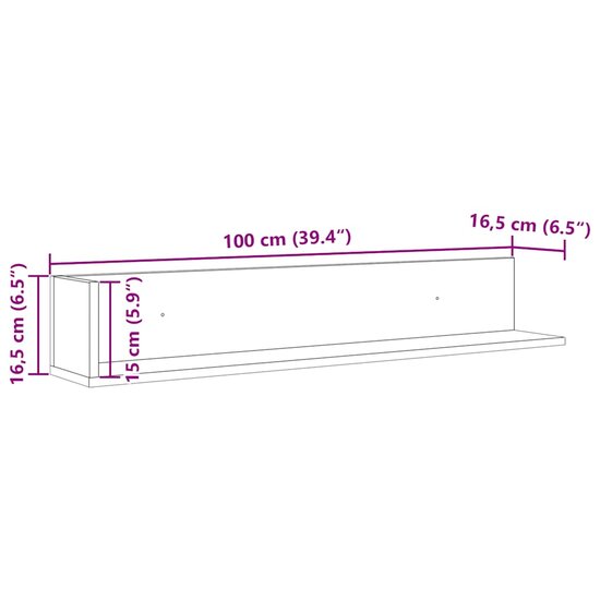 Wandschappen 2 St 100X16,5X16,5 Cm Bewerkt Hout 100 x 16.5 x 16.5 cm Gerookt eiken