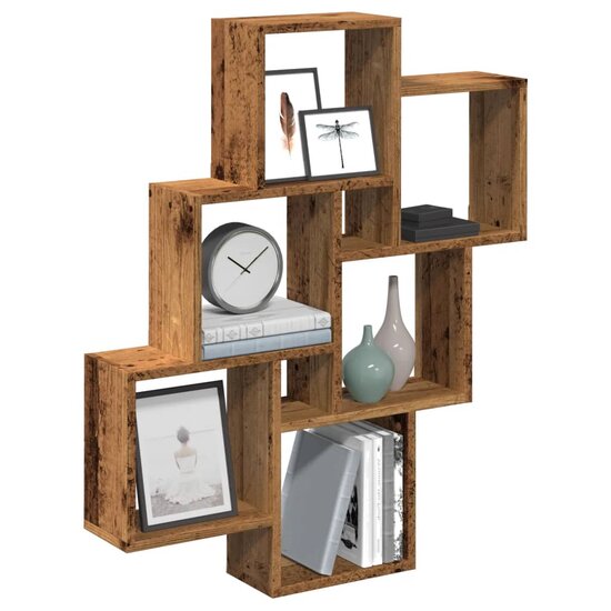 Wandschap Kubus 78X15X93 Cm Bewerkt Hout Kleurig Oud hout