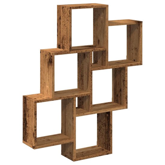 Wandschap Kubus 78X15X93 Cm Bewerkt Hout Kleurig Oud hout