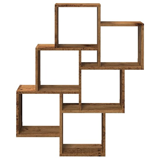 Wandschap Kubus 78X15X93 Cm Bewerkt Hout Kleurig Oud hout