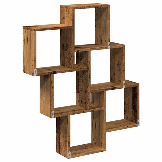 Wandschap Kubus 78X15X93 Cm Bewerkt Hout Kleurig Oud hout