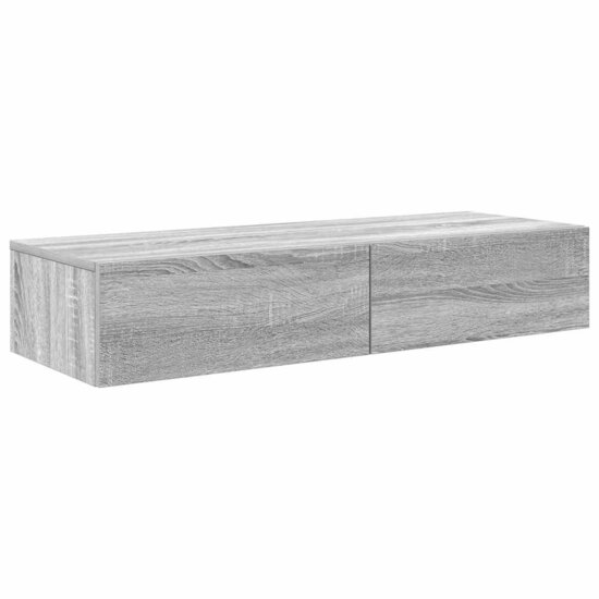 Wandschap Met Lades 100X36X19Cm Bewerkt Hout Eiken 100 x 36 x 19 cm Grijs sonoma