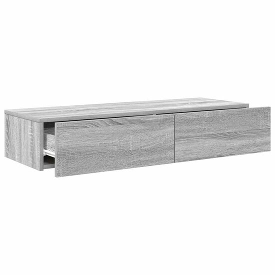 Wandschap Met Lades 100X36X19Cm Bewerkt Hout Eiken 100 x 36 x 19 cm Grijs sonoma