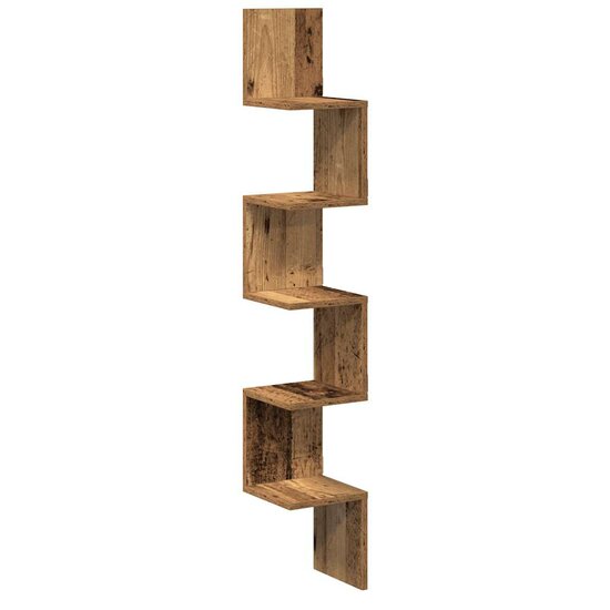 Hoekwandschap 20X20X127,5 Cm Bewerkt Hout Kleurig 20 x 20 x 127.5 cm Oud hout