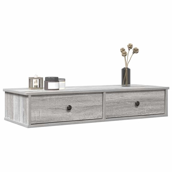 Wandschap Met Lades 100X37,5X19 Cm Bewerkt Hout 100 x 34 x 19 cm Grijs sonoma