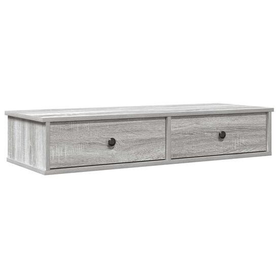 Wandschap Met Lades 100X37,5X19 Cm Bewerkt Hout 100 x 34 x 19 cm Grijs sonoma