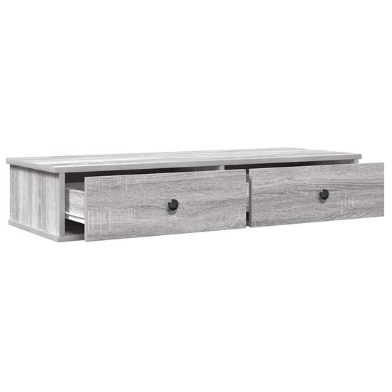 Wandschap Met Lades 100X37,5X19 Cm Bewerkt Hout 100 x 34 x 19 cm Grijs sonoma