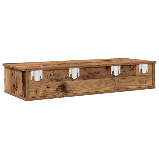 Wandschap Met Lades 100X37,5X19 Cm Bewerkt Hout Kleurig 100 x 34 x 19 cm Oud hout