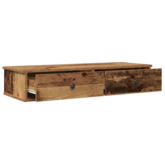 Wandschap Met Lades 100X37,5X19 Cm Bewerkt Hout Kleurig 100 x 34 x 19 cm Oud hout