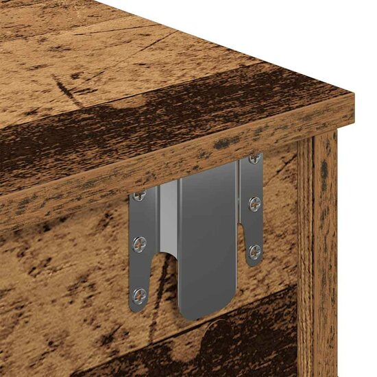 Wandschap Met Lades 100X37,5X19 Cm Bewerkt Hout Kleurig 100 x 34 x 19 cm Oud hout