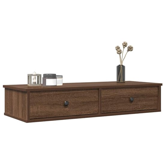 Wandschap Met Lades 100X37,5X19 Cm Bewerkt Hout Bruin Eiken 100 x 34 x 19 cm bruin eikenkleur