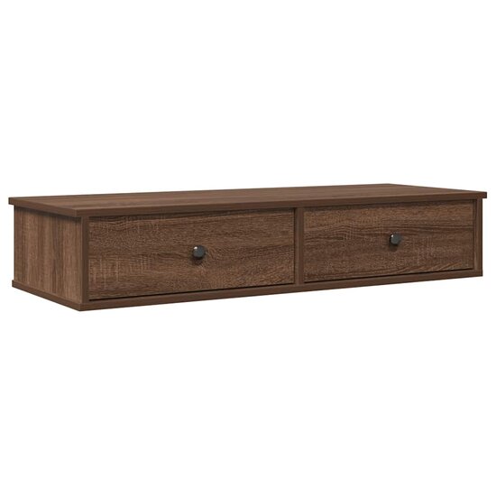 Wandschap Met Lades 100X37,5X19 Cm Bewerkt Hout Bruin Eiken 100 x 34 x 19 cm bruin eikenkleur