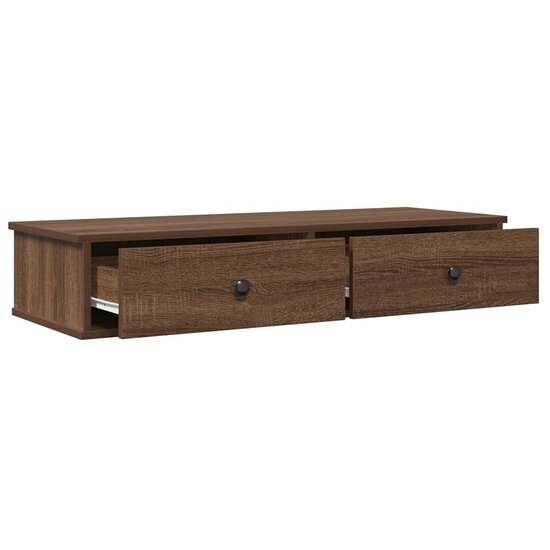 Wandschap Met Lades 100X37,5X19 Cm Bewerkt Hout Bruin Eiken 100 x 34 x 19 cm bruin eikenkleur